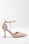 Glamorous Stone & Pearl Detailed Lace Overlay Stylish Heeled Shoes Special Design Gold Ankle Strap