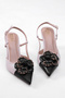 Elegant Flower Motif, Chain Accessory, Thin Heels and Stylish Daily & Special Occasion Shoes - 2