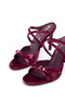 Velvet Noir Series – Cross-Strap, Velvety Shiny Textured, Thin Heeled Black Evening Shoes - 2
