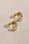 Gold Color Baguette Stone Heart Earrings - 2
