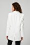 Ecru Regular Lined Double Breasted Closure Woven Oversize Blazer Jacket - 4