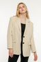 Stone Color Women's Buttoned Oversize Blazer Jacket - 2