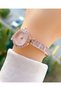 Rose Gold Color Pink Zircon Stone Women Wrist Watch - 3