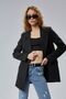 Black Regular Woven Lined Blazer Jacket with Stone Detail