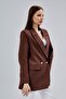 Bitter Brown Oversize Woven Blazer Jacket - 7