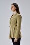 Khaki Regular Fit Pleat Detailed Blazer Jacket - 7