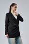 Black Regular Lined Double Breasted Closure Woven Oversize Blazer Jacket - 8