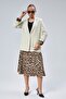 Stone Double-Breasted Collar Sleeve Fold Detail Regular Padded Blazer Jacket - 5