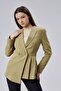 Khaki Regular Fit Pleat Detailed Blazer Jacket