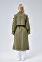 Khaki Oversized Double-Breasted Closure Windbreaker Detailed Trench Coat 44956 - 6