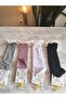 Girl's Knee-High Socks Cotton Ribbed Lace Fragrant Breathable Anti-Sweat Single Gray - 7