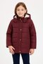 Thick Fiber Filled Water Wind and Rain Proof Hooded Plum Girl's Winter Luxury Coat