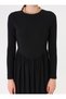 Sandy Fabric Hijab Dress with Corset Detail at the Waist - Black - - 7