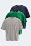 Kaiser Set of 3 Men's Stone Gray - Navy Blue - Dark Green T-Shirts