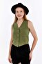 Women's Lined Bodycon Buttoned Stylish V-Neck Vest