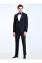 Black Plain Slim Fit Double Breasted Lapel Woven Tuxedo Suit - 2