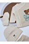 Baby Boy Striped Bear Embroidered 5 Pieces Organic Hospital Release Zibin Set - 3