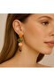 Women's Colorful Natural Stone Look Dangle Steel Earrings - Gold Plated Stylish Design Gift Jewelry
