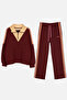 Fuchsia-Cream Half-High Neck Sweatshirt with Elastic Waist Double Basic Premium Set - 6