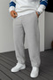 Men's Gray Buggy-Cut Winter Fleece-Lined Wide-Leg Sweatpants