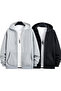 Men's Black Gray Hooded Zip-Up Sweatshirt 2-Piece Set