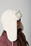 Ecru Plush Fur Girl's Beret Hat with Earmuffs and Pompom - 3