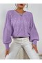 Braided Crew Neck Italian Sleeve Knitwear Lilac Sweater