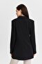 Black Oversize Woven Blazer Jacket - 6