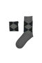 Gray Baklava Patterned Cotton Classic Socks - 4