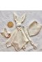 Welcome Baby Gift – White Muslin Sleeping Companion, Pacifier Strap, Scarf and Wooden Teether
