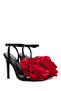 Women's Black Ankle Strap Accessory Detailed Thin Heeled Shoes Sandals 24Sfe45256F - 4