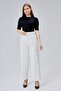 Double Belt Model High Waist Lycra Trousers with Side Pockets - 2
