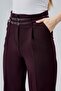 Double Belt Model High Waist Lycra Trousers with Side Pockets - 3