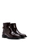 Women's Burgundy Zippered Patent Leather Boots 24Wfe401516 - 4
