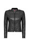 Cherie Women's Black Short Leather Coat 24Sgm520251