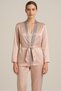 Women's Premium Satin Robe and Pajama Set – Powder Pink, 3-Piece Set with Lace Bralette - 4