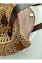 Design Hand Knitted Paper Rope Leather Strap Oval Women's Shoulder and Hand Bag (Medium Size) - 6