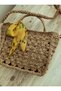 Design Hand Knitted Paper Rope Scarf Detailed Women's Shoulder and Hand Bag (Medium Size) - 3