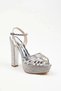 Women Fashion Stylish Silver Mirror Cross Heel Poly Stone Wedding Engagement Evening Evening Dress Shoes - 5