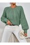 Women's Hair Braided Crew Neck Italian Sleeve Knitwear Mint Sweater - 7