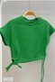 Mojo Female Child Side Gathered Short Sleeve Crop 3706 Green