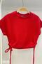 Mojo Female Child Side Gathered Short-Sleeve Crop 3706 Red