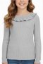 Girl's Gray Ruffled Neck Long Sleeve Knitwear Blouse - 4