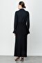 Modailgi Back Pleated تنورة طويلة كلاسيكية باللون الأسود - 6