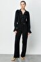 Modailgi Waist Metal Buckle Detailed Trousers Black