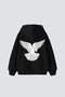 Pigeon Wings Printed Oversize Unisex Black Hoodie - 3