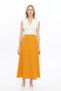 Apsen Women's Mustard Seasonal Zippered Long Flared Skirt 2148-95
