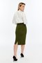 Apsen Women's Khaki Elastic Waist Seasonal Slit Detailed Skirt Office 1903-70 - 5