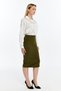 Apsen Women's Khaki Elastic Waist Seasonal Slit Detailed Skirt Office 1903-70 - 8