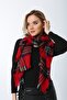 Red Plaid Patterned Thick Women's Shawl - 4